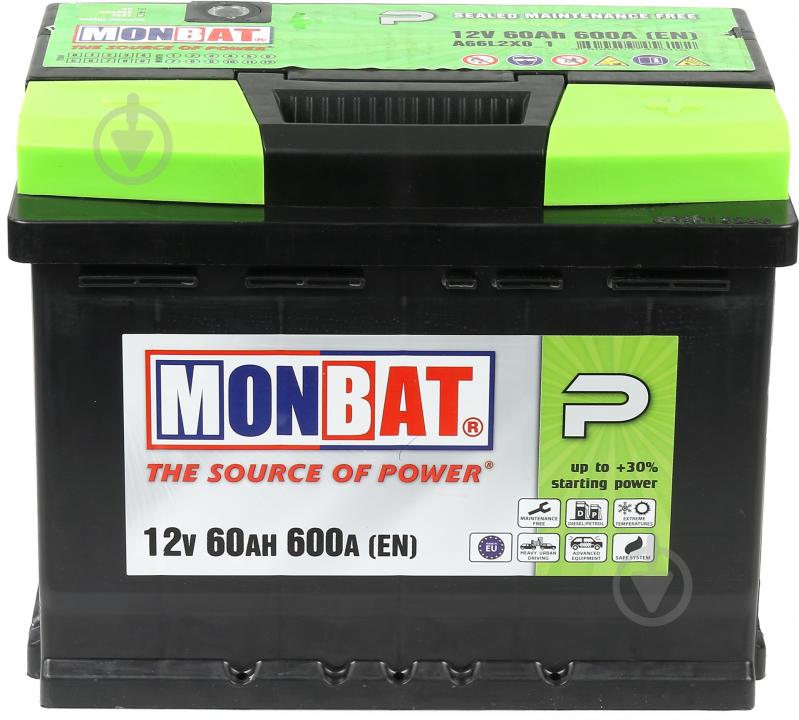 Аккумулятор автомобильный Monbat P 60Ah 600A 12V «+» справа - фото 2 Аккумулятор автомобильный Monbat P 60Ah 600A 12V «+» справа - фото 2