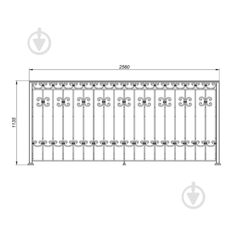 Кована балконна огорожа Артдеко БО-19 2560х1135 мм (комплект елементів) - фото 2