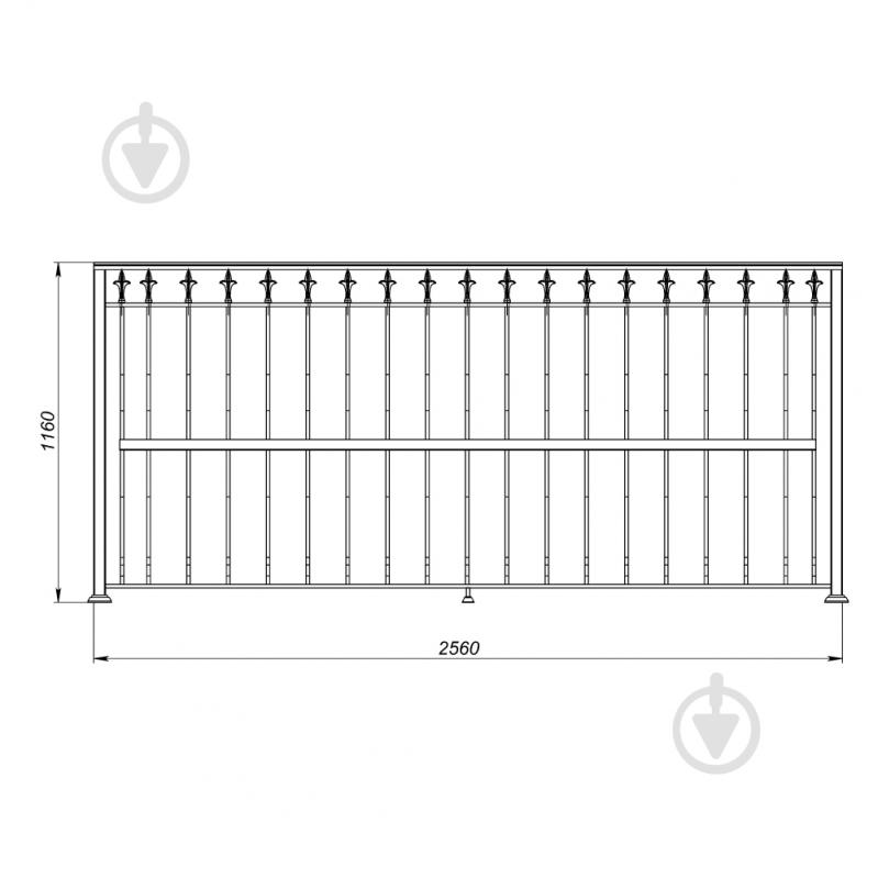 Кованое балконное ограждение БО-20 2560х1160 мм - фото 2