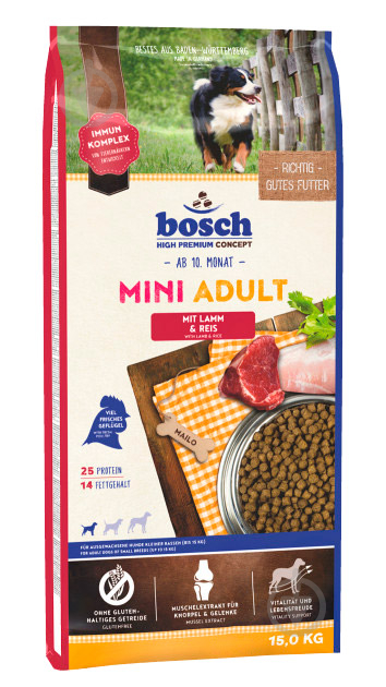 Корм для малих порід Bosch Petfood HPC Adult Mini для собак Ягня і рис 15 кг 15 кг - фото 1