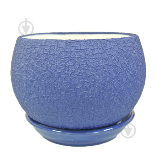 Горщик керамічний Оріана-Запоріжкераміка Куля шовк синій 1.4 круглий 1,4 л синій - фото 1