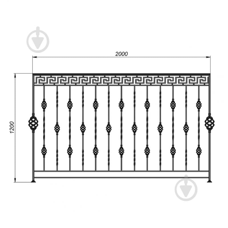 Кована балконна огорожа БО-26 2000х1200 мм - фото 2