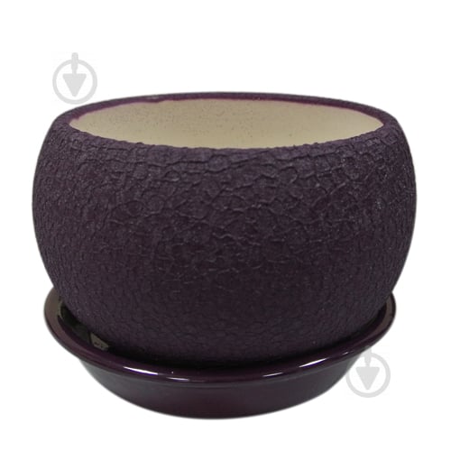 Горщик керамічний Оріана-Запоріжкераміка шовк 1,4 л круглий фіолет - фото 1