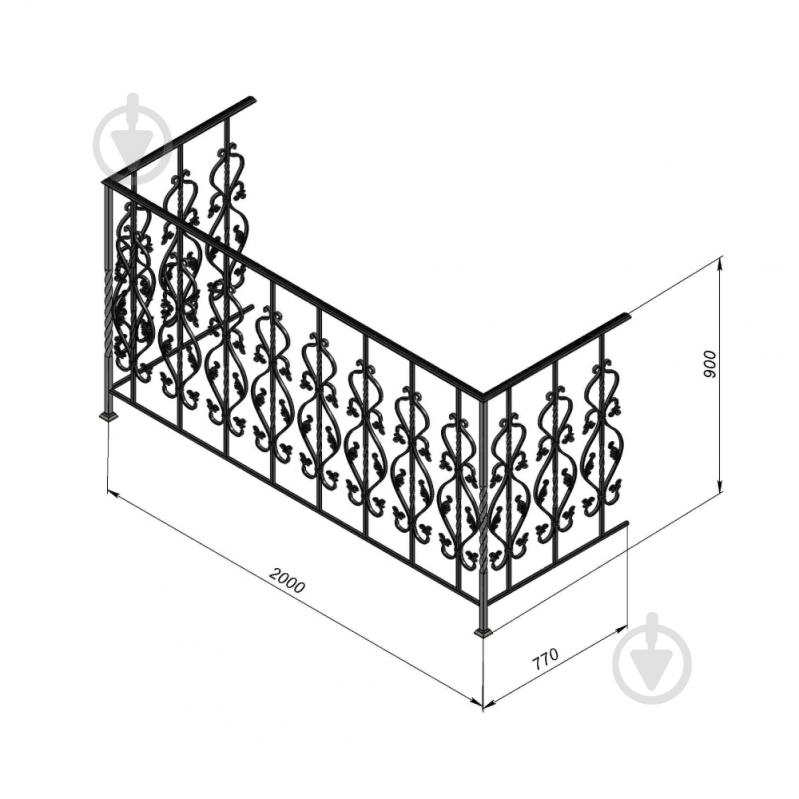 Кованое балконное ограждение БО-27 2000х1000х850 мм - фото 2