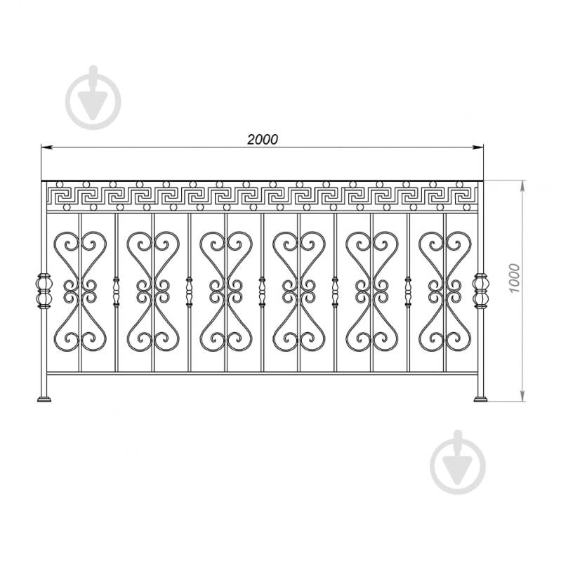 Кована балконна огорожа БО-30 2000х1200 мм - фото 1