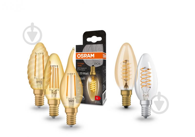 Лампа светодиодная Osram FIL gold C37 2,5 Вт E14 2400 К 220 В желтая - фото 4