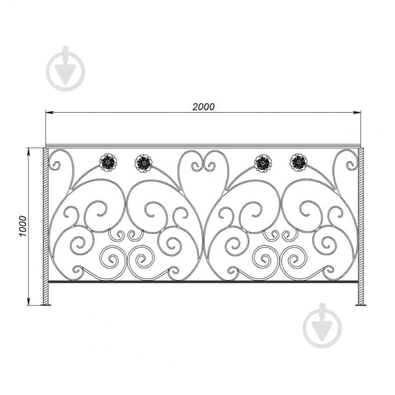 Кованое балконное ограждение БО-37 2000х1000 мм - фото 1