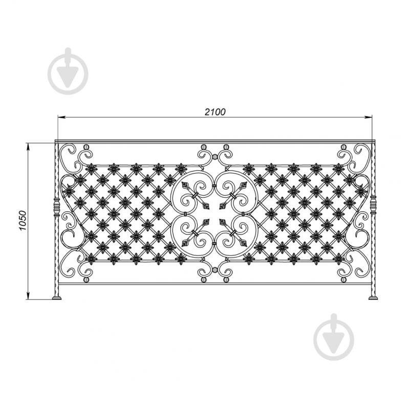 Кована балконна огорожа БО-38 2100х1050 мм - фото 2