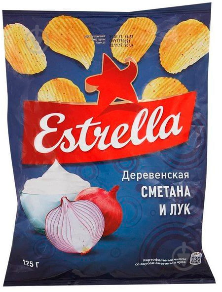 Чипсы ESTRELLA со вкусом сметаны и лука 125 г - фото 1