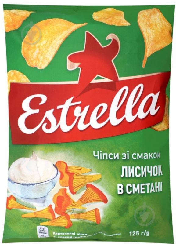 Чипсы ESTRELLA со вкусом лисичек в сметане 125 г - фото 1