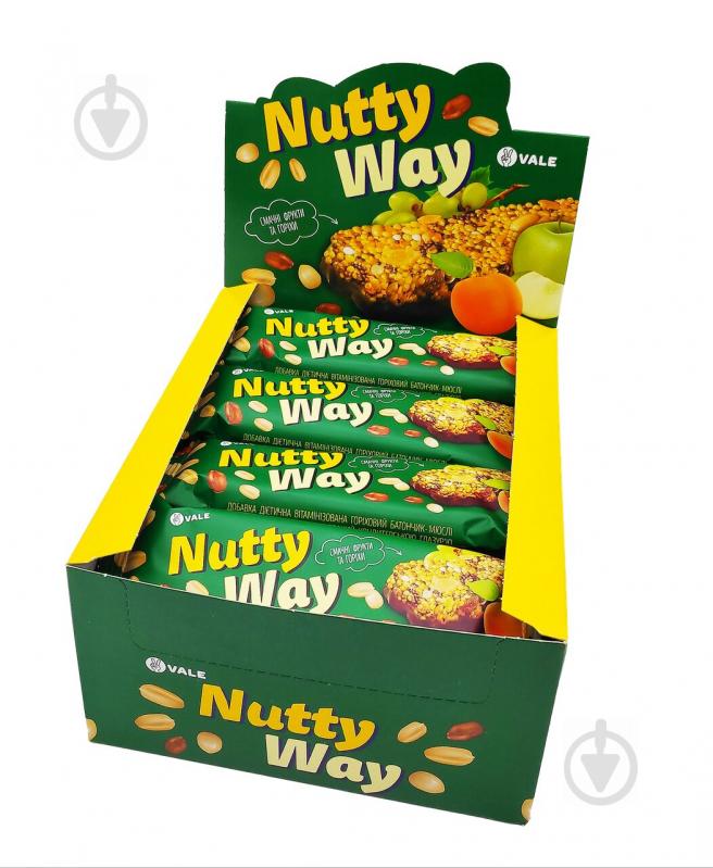 Батончик Vale NUTTY WAY мюсли с фруктами частично глазури 40 г - фото 1