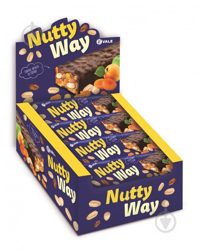 Батончик Vale ореховый NUTTY WAY мюсли с фруктами глазурированный 40 г - фото 2