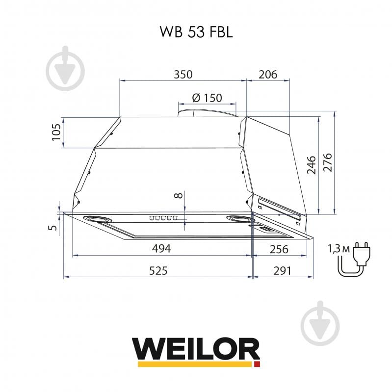 Вытяжка WEILOR WB 53 FBL - фото 11