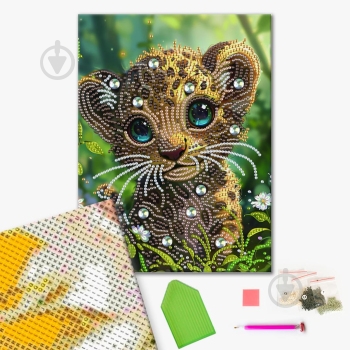 Алмазна мозаїка Тигреня 25х25 см Brushme - фото 1