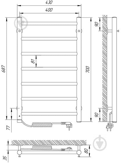 Рушникосушарка Laris Альфа П7 400х700 Е Л 73207457 - фото 6