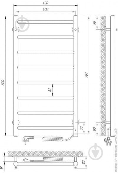 Рушникосушарка Laris Альфа П8 400х800 Е П 73207460 - фото 6