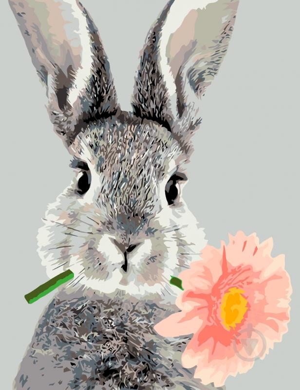 Картина за номерами Rabbit and Flower 35x45 см Rosa Start - фото 1