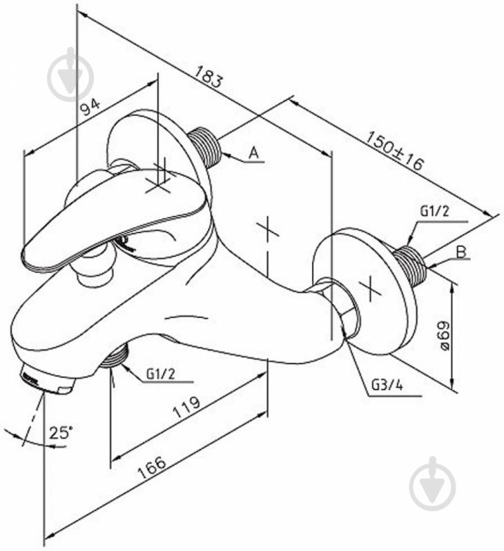 Змішувач для ванни Damixa Lyra 511000000 - фото 2