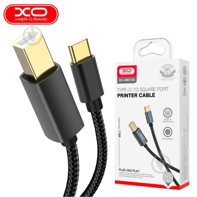 Кабель Xo USB C - USB B GB010B 1,5 м black - фото 4