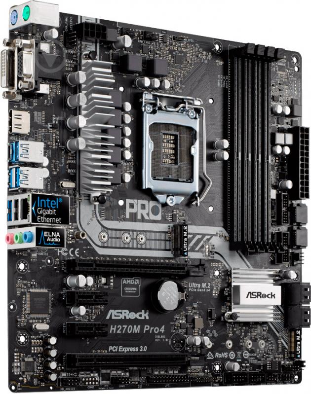 Материнская плата ASRock H270M_PRO4 (Socket 1151, Intel H270, mirco ATX) - фото 2