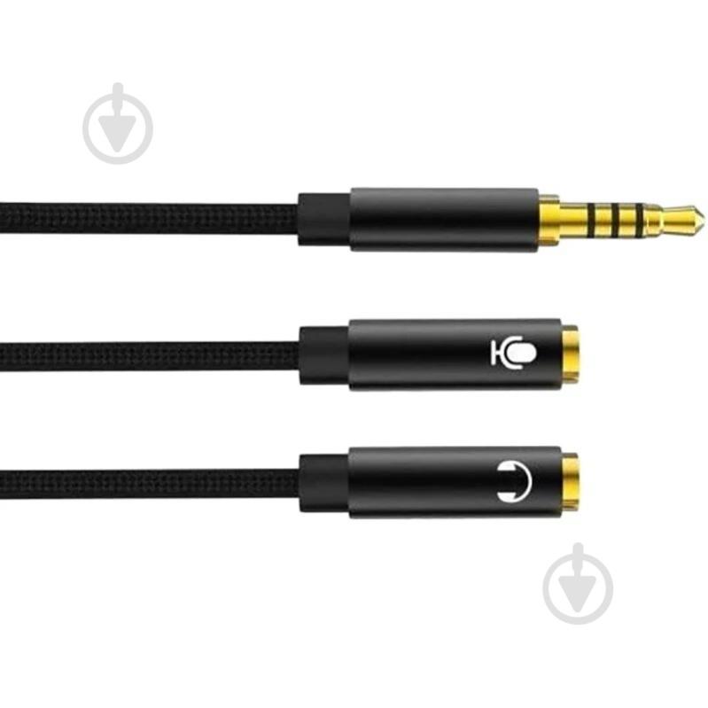 Кабель Xo 3.5mm*3.5mm NB-R197 2-in-1 0,2 м black - фото 2