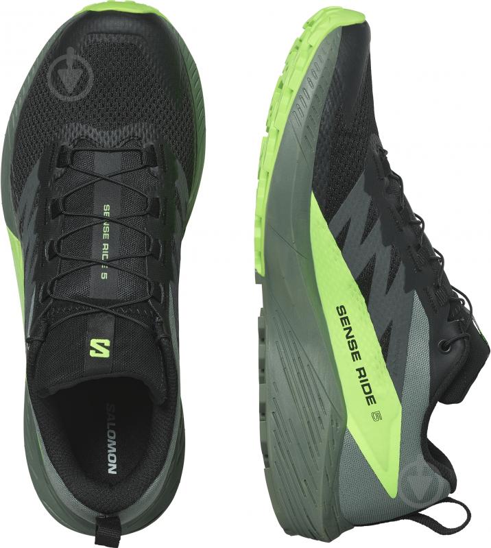 Кроссовки чоловічі демісезонні Salomon SENSE RIDE 5 L47311100 р.44 2/3 черно-зеленые - фото 5