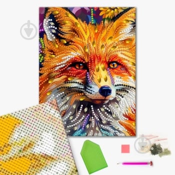 Алмазная мозаика Лис в цветах 25х25 см Brushme - фото 1