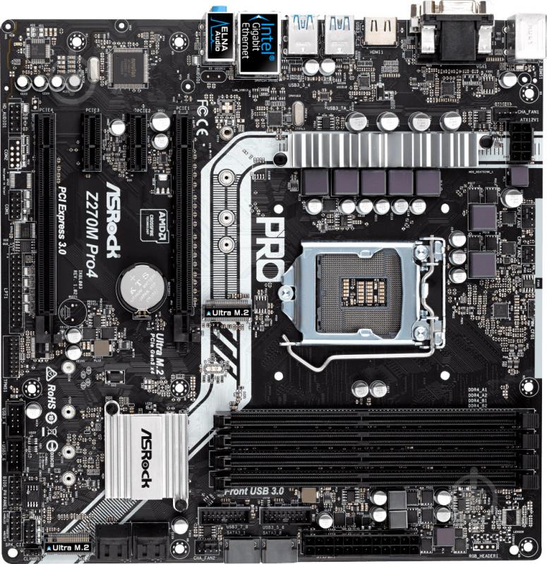 Материнская плата ASRock Z270M_PRO4 (Socket 1151, Intel Z270, mirco ATX) - фото 1