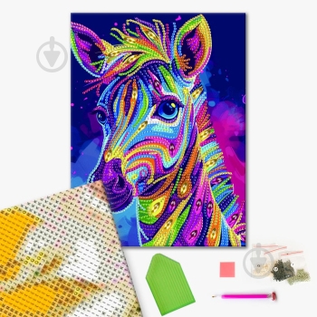Алмазная мозаика Яркая зебра 25х25 см Brushme - фото 1