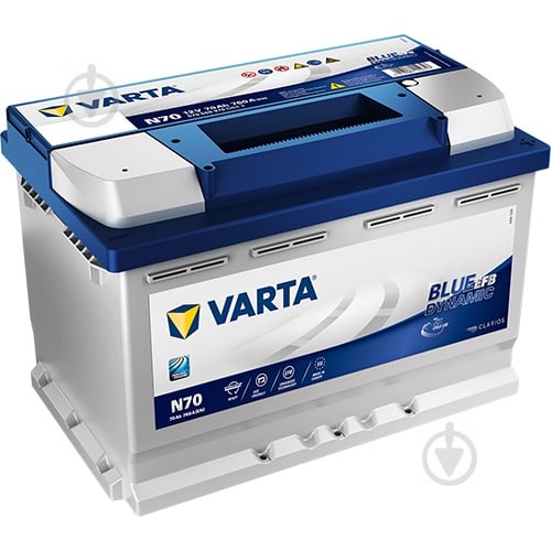 Акумулятор автомобільний Varta Blue Dynamic N70 70Ah 760A 12V 570500076 «+» праворуч (570500076) - фото 1