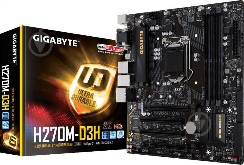 Материнська плата Gigabyte GA-H270M-D3H (Socket 1151, Intel H270, mirco ATX) - фото 4