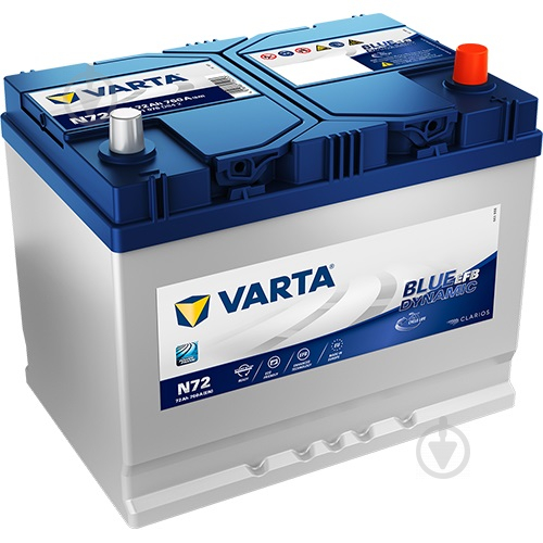 Аккумулятор автомобильный Varta Blue Dynamic N72 72Ah 760A 12V 572501076 «+» справа (572501076) - фото 1