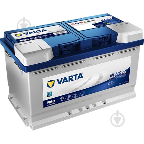 Аккумулятор автомобильный Varta Blue Dynamic N80 80Ah 800A 12V 580500080 «+» справа (580500080) - фото 1