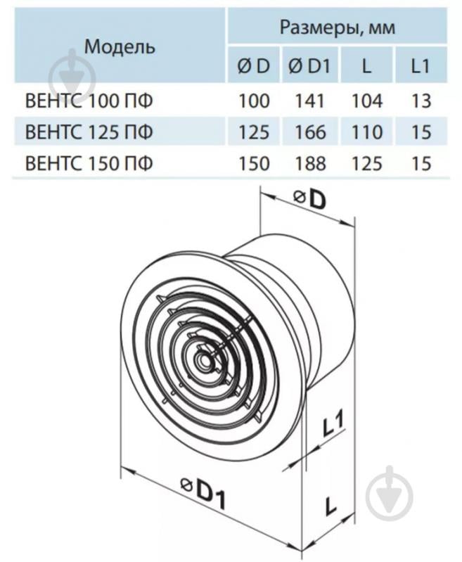 Вентилятор Вентс 100 ПФ прес - фото 2