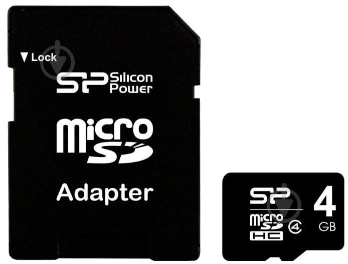 Флеш память USB Silicon Power MicroSDHC 4GB Class 4 + SD-adapter - фото 1 Флеш память USB Silicon Power MicroSDHC 4GB Class 4 + SD-adapter - фото 1