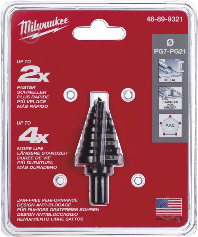 Сверло ступенчатое Milwaukee Step Drill PG7-PG21 1 шт. 48899321 - фото 2