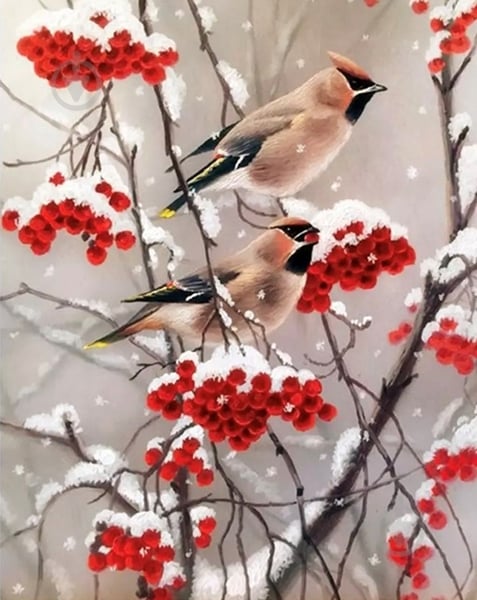 Набор со стразами на подрамнике Зимняя калина 40x50 см GoToArt - фото 1