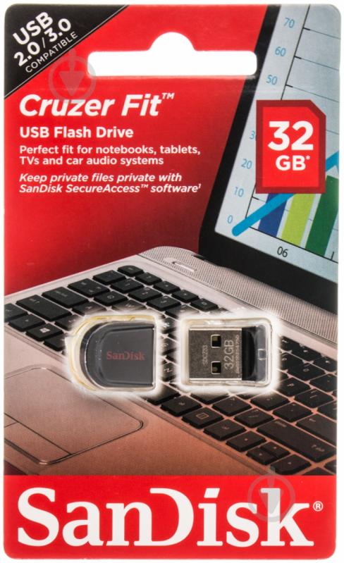 Флеш-пам'ять USB SanDisk Cruzer Fit 32 ГБ USB 3.0 (SDCZ33-032G-B35) - фото 2