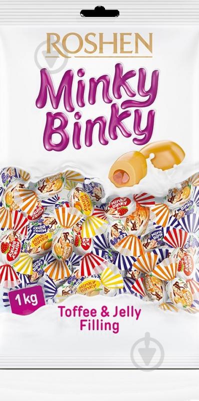 Драже жевательные Roshen Minky Binky Ирис с желейной начинкой 1000 г - фото 1