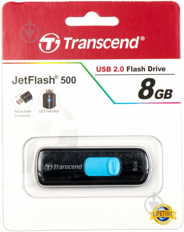 Флеш-пам'ять USB Transcend JetFlash 500 8 ГБ USB 2.0 (TS8GJF500) - фото 2