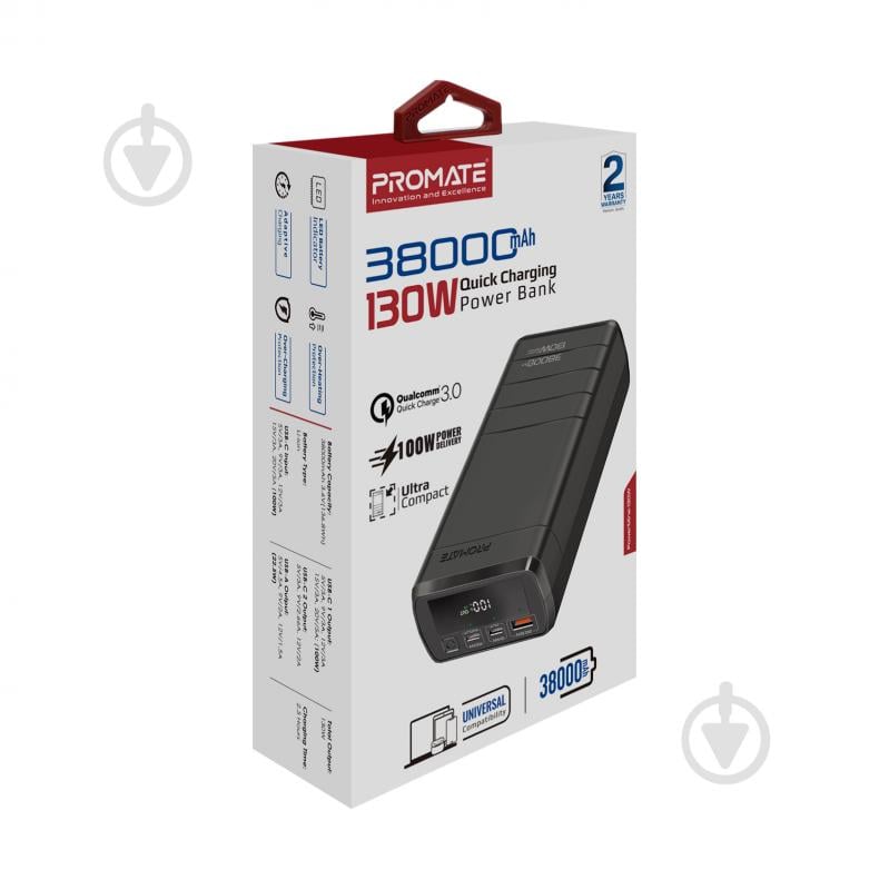 Повербанк Promate 38000 mAh black (powermine-130.black) - фото 7