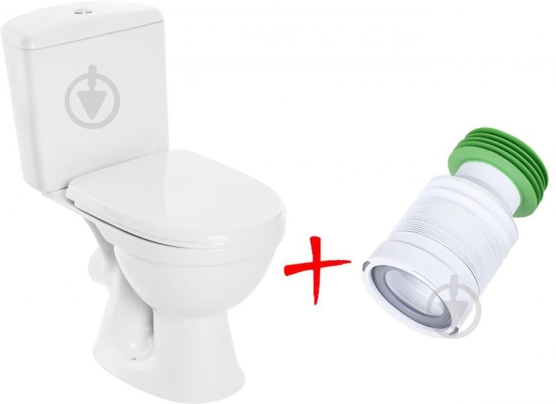 Унітаз-компакт Cersanit Merida 011 3/6 з поліпропіленовим сидінням і мікроліфтом + Гофротруба Scan - фото 1