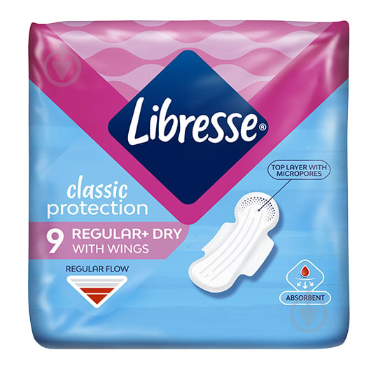 Прокладки гигиенические Libresse Classic protection regular dry сеточка 9 шт. - фото 1