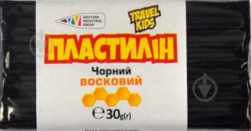 Пластилин восковый черный TRAVEL KIDS 30 г Western Industrial Group - фото 1