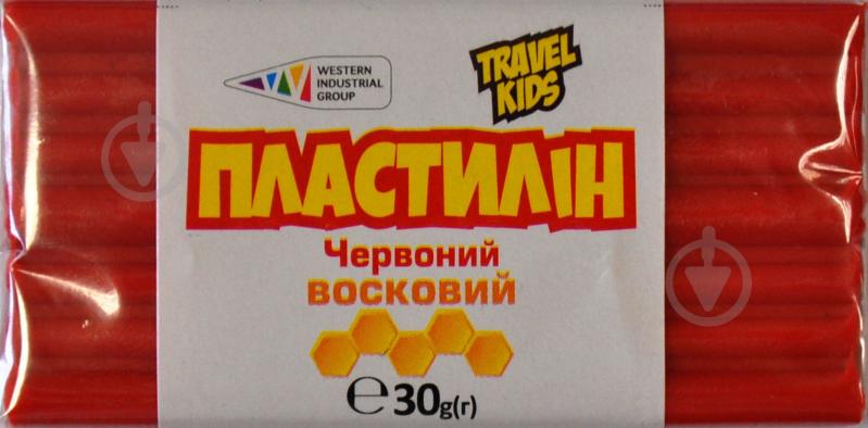 Пластилін восковий червоний TRAVEL KIDS 30 г Western Industrial Group - фото 1