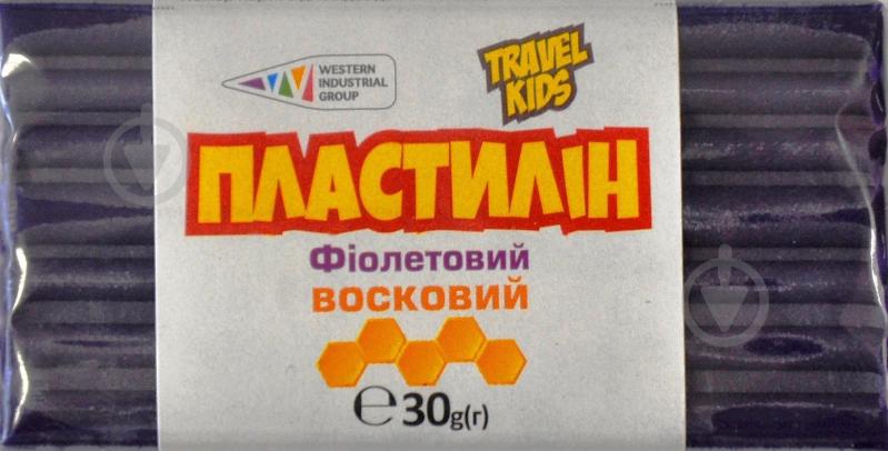 Пластилин восковый фиолетовый TRAVEL KIDS 30 г Western Industrial Group - фото 1
