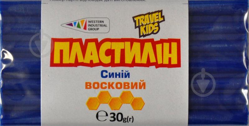 Пластилин восковый синий TRAVEL KIDS 30 г Western Industrial Group - фото 1