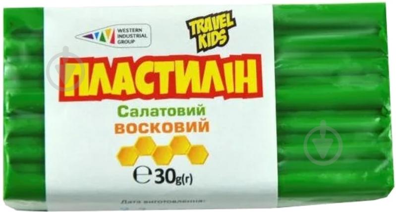 Пластилин восковый салатовый TRAVEL KIDS 30 г Western Industrial Group - фото 1