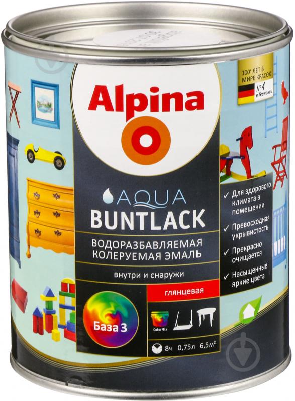 Емаль Alpina акрилова Aqua Buntlack GL B3 база під тонування глянець 0,71 л - фото 1