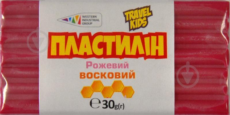 Пластилін восковий рожевий TRAVEL KIDS 30 г Western Industrial Group - фото 1